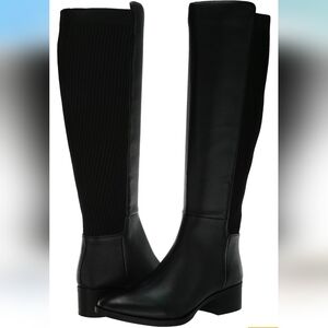New Without Box With Tags Kenneth Cole Leanna Black Leather Knee High Boots